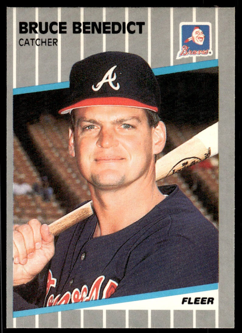 1989 Fleer Baseball Card Bruce Benedict Atlanta Braves #587