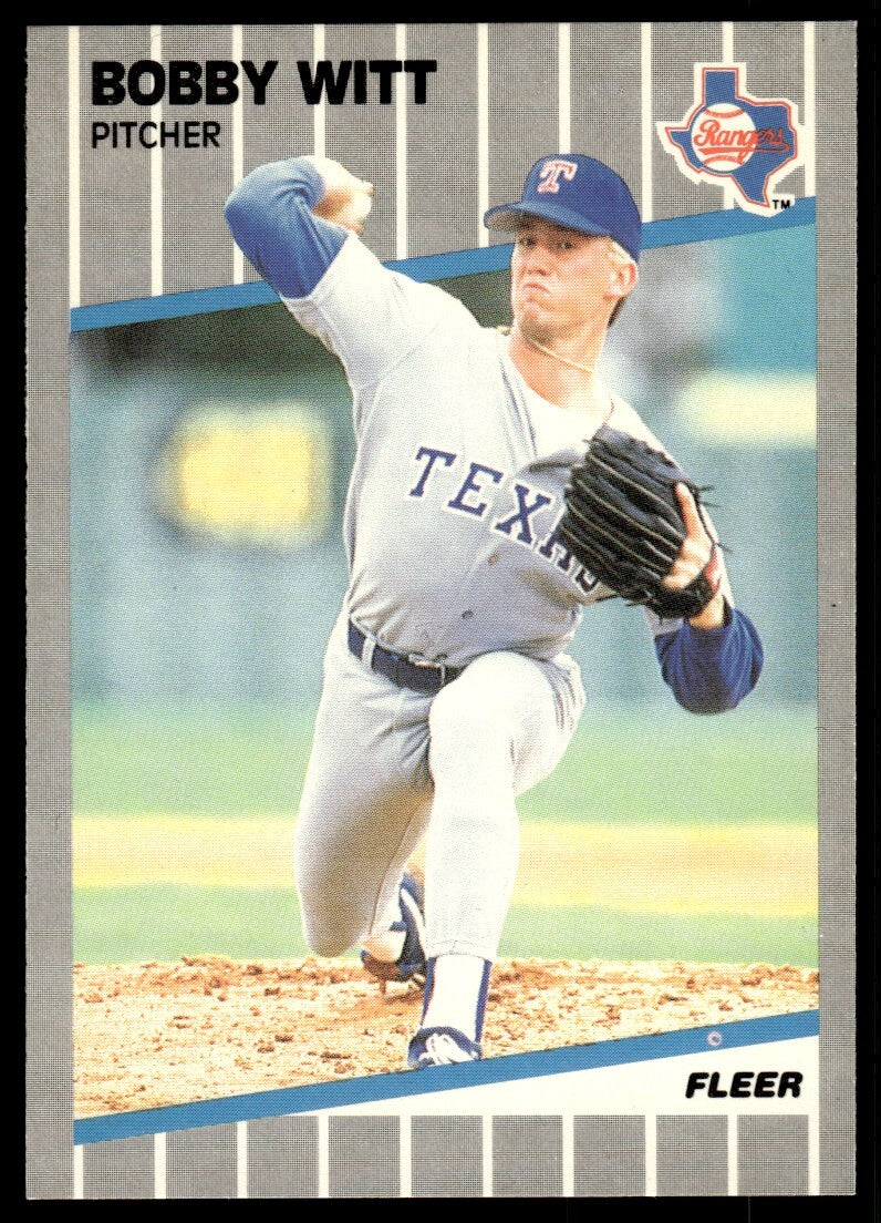 1989 Fleer Baseball Card Bobby Witt Texas Rangers #537