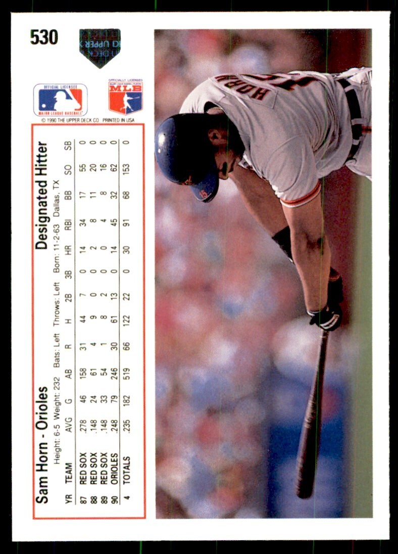 1991 Upper Deck Sam Horn Baseball Cards #530