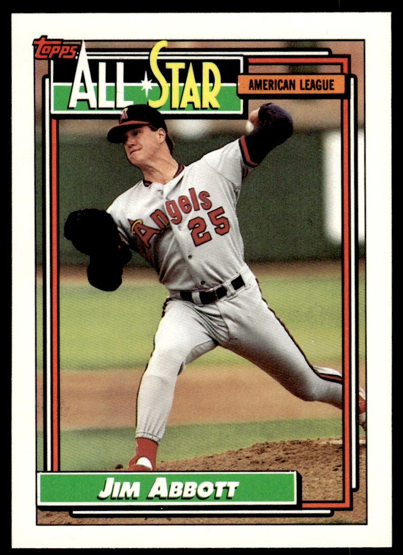 1992 Topps Baseball Card Jim Abbott California Angels #406