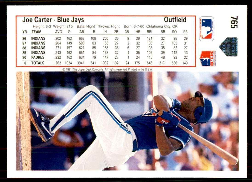 1991 Upper Deck Joe Carter Baseball Cards #765