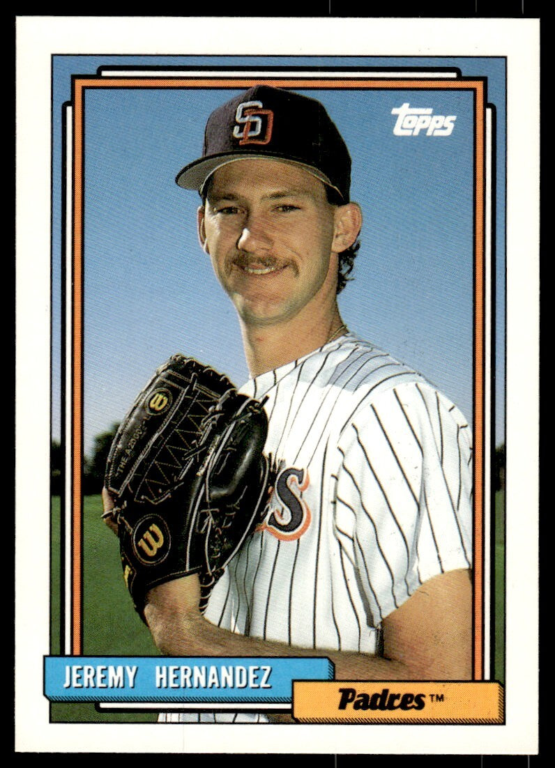 1992 Topps Baseball Card Jeremy Hernandez Rookie San Diego Padres #211