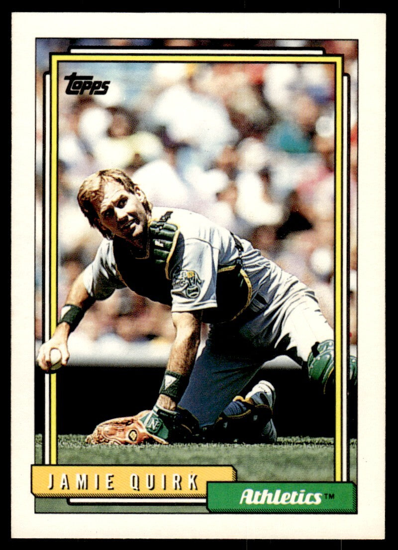 1992 Topps Jamie Quirk Baseball Card Oakland Athletics #19