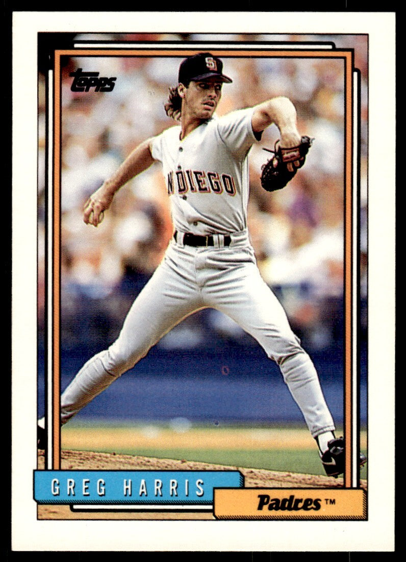 1992 Topps Greg Harris Baseball Card San Diego Padres #636