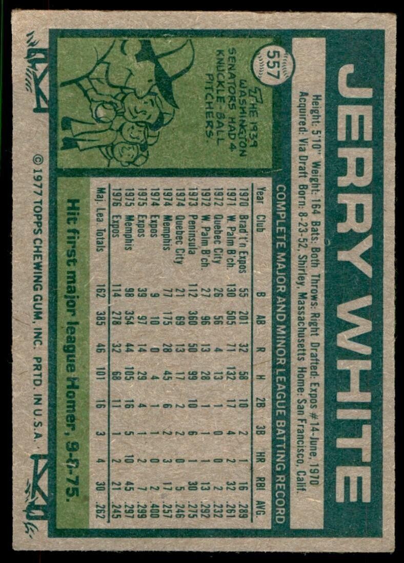 1977 Topps. Jerry White Baseball Cards #557
