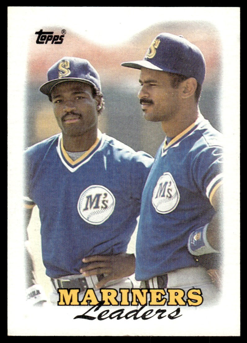 1988 Topps Baseball Card Seattle Mariners Leaders #519