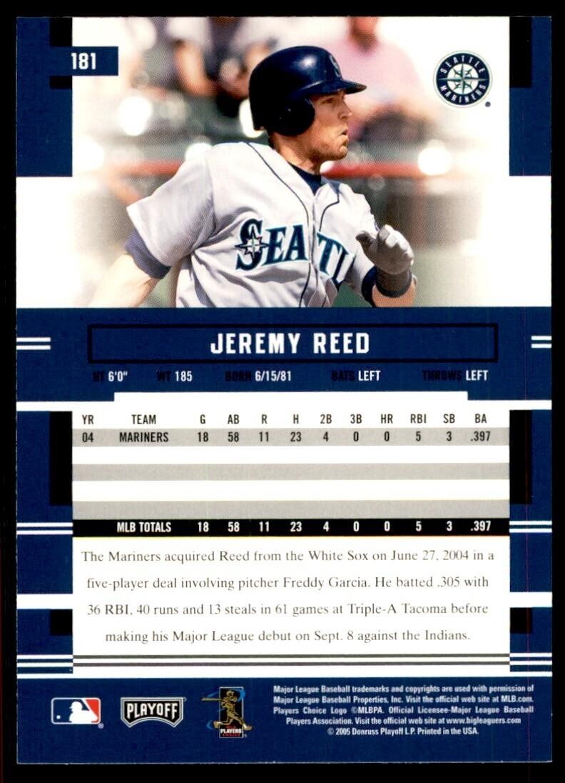 2005 Playoff Prestige Jeremy Reed Baseball Cards #181