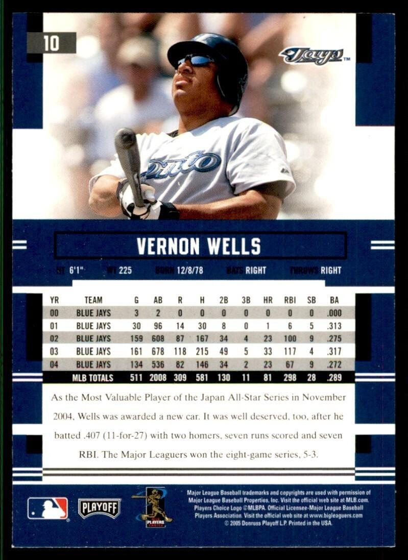 2005 Playoff Prestige Vernon Wells Baseball Cards #10