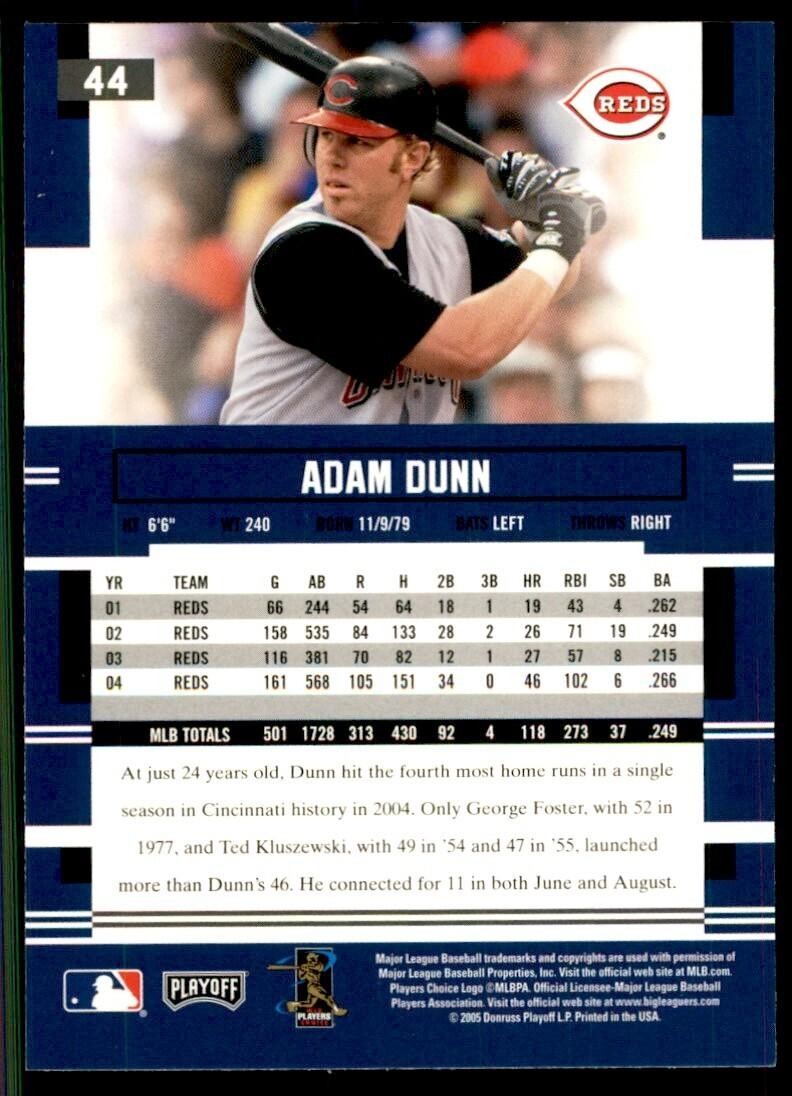 2005 Playoff Prestige Adam Dunn Baseball Cards #44