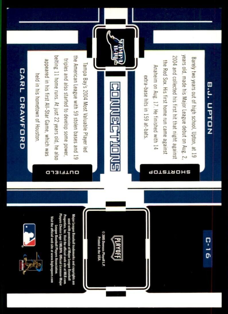 2005 Playoff Prestige B.J. Upton/Carl Crawford Baseball Cards #C-16