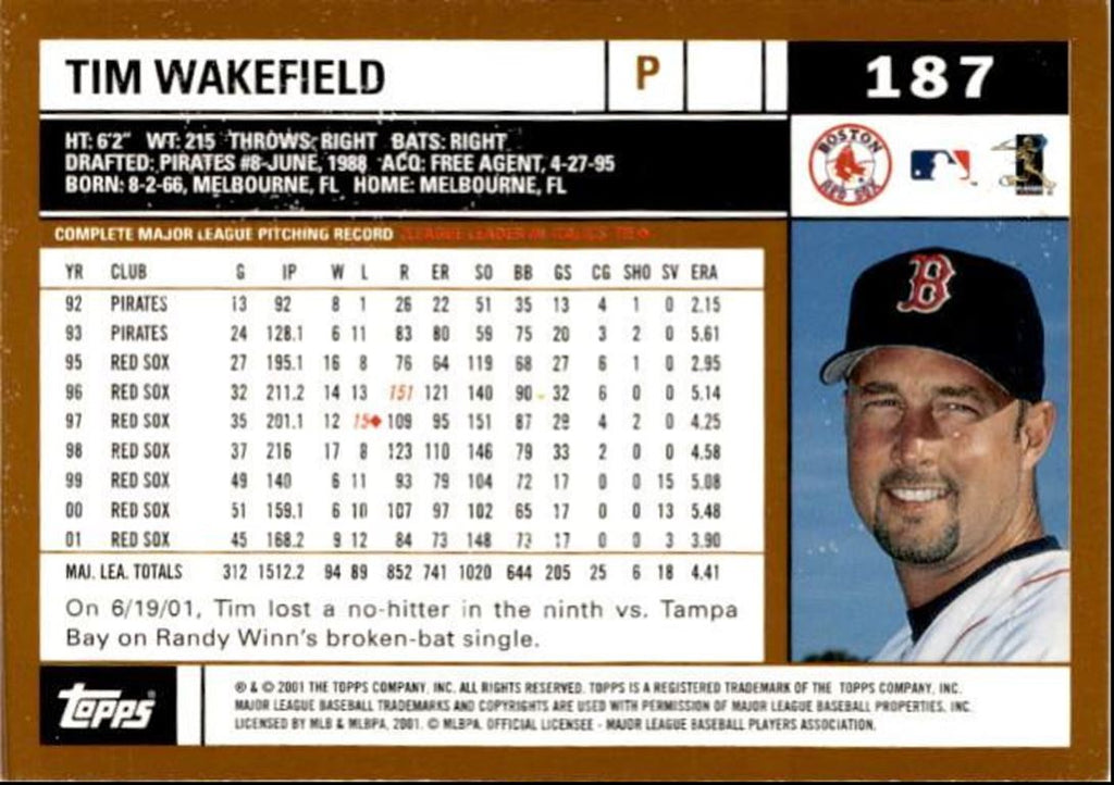 2002 Topps Tim Wakefield Boston Red Sox #187