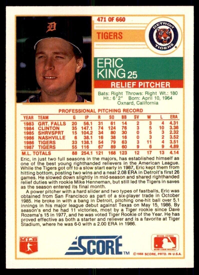 1988 Score Eric King Baseball Cards #471