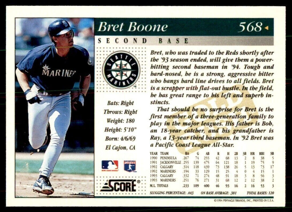 1994 Score Gold Rush Bret Boone Baseball Cards #568