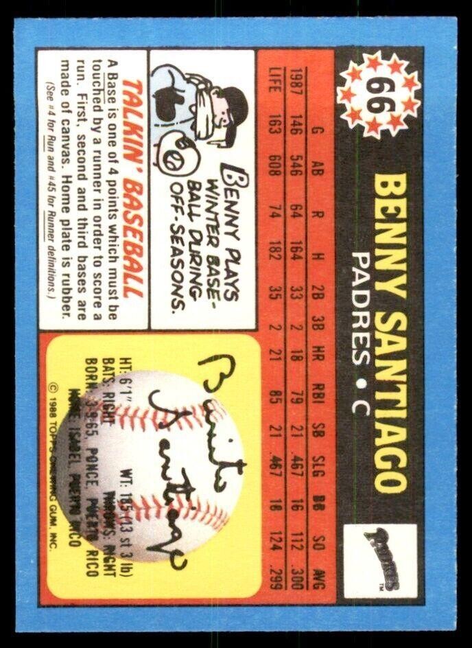 1988 Topps American Baseball Benny Santiago Baseball Cards #66