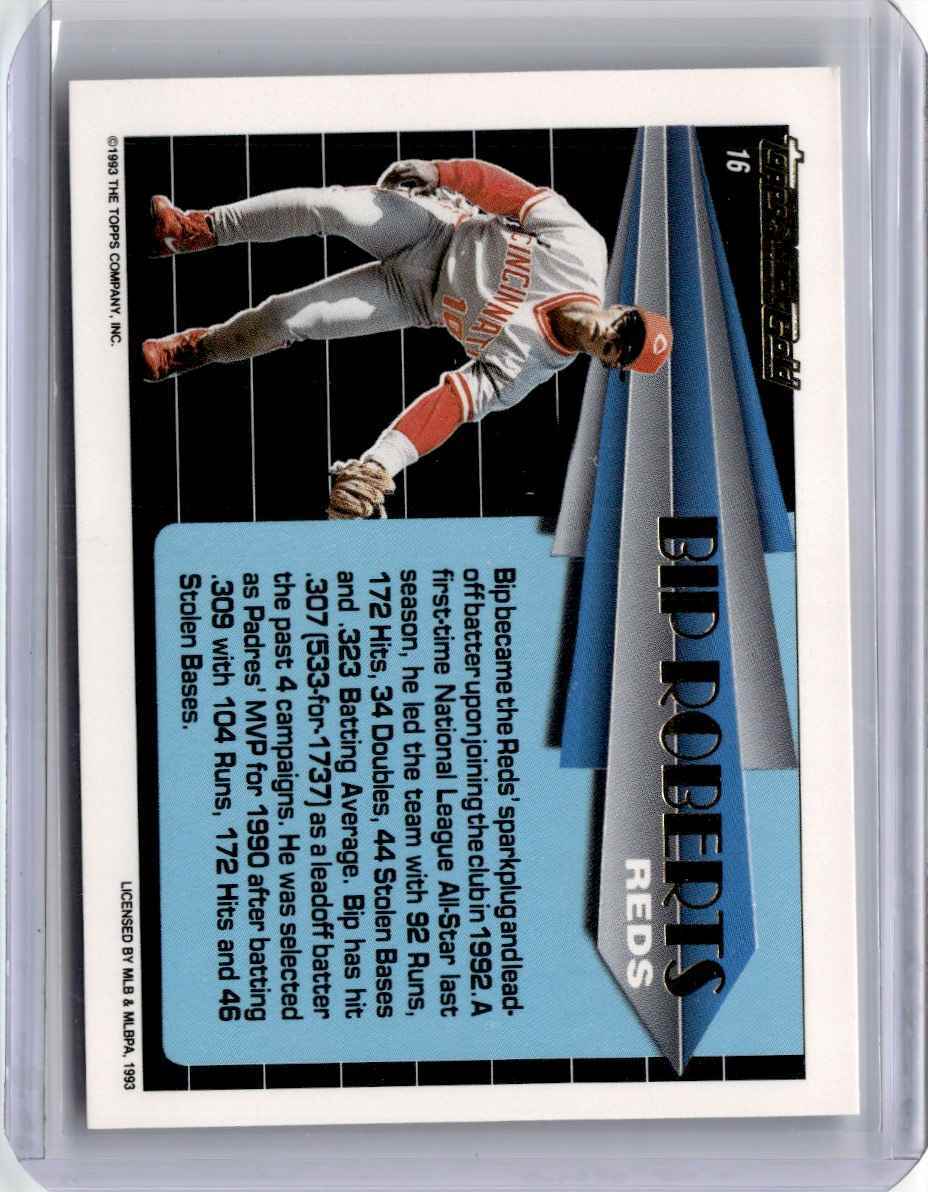 1993 Topps Black Gold Bip Roberts Baseball Card Cincinnati Reds #16