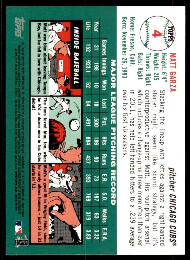 2012 Topps Archives Matt Garza Baseball Card Chicago Cubs #4