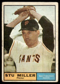 1961 Topps Baseball Card (Damaged) Stu Miller A San Francisco Giants #72