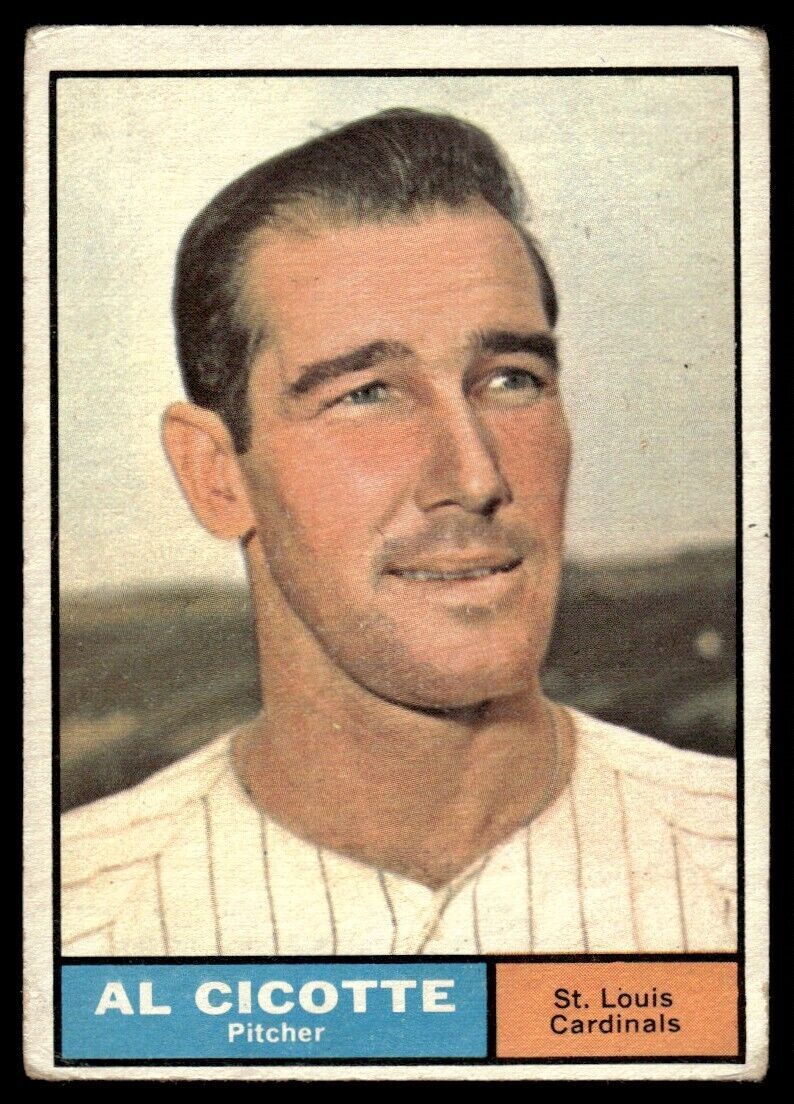 1961 Topps Baseball Card Al Cicotte A St. Louis Cardinals #241