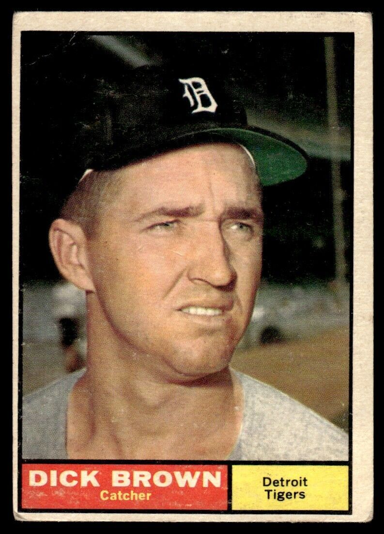 1961 Topps Baseball Card (Damaged) Dick Brown Detroit Tigers #192