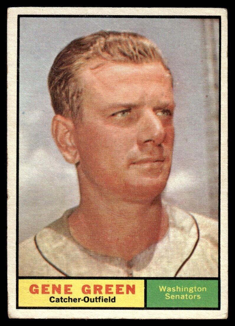 1961 Topps Baseball Card (Damaged) Gene Green Washington Senators #206
