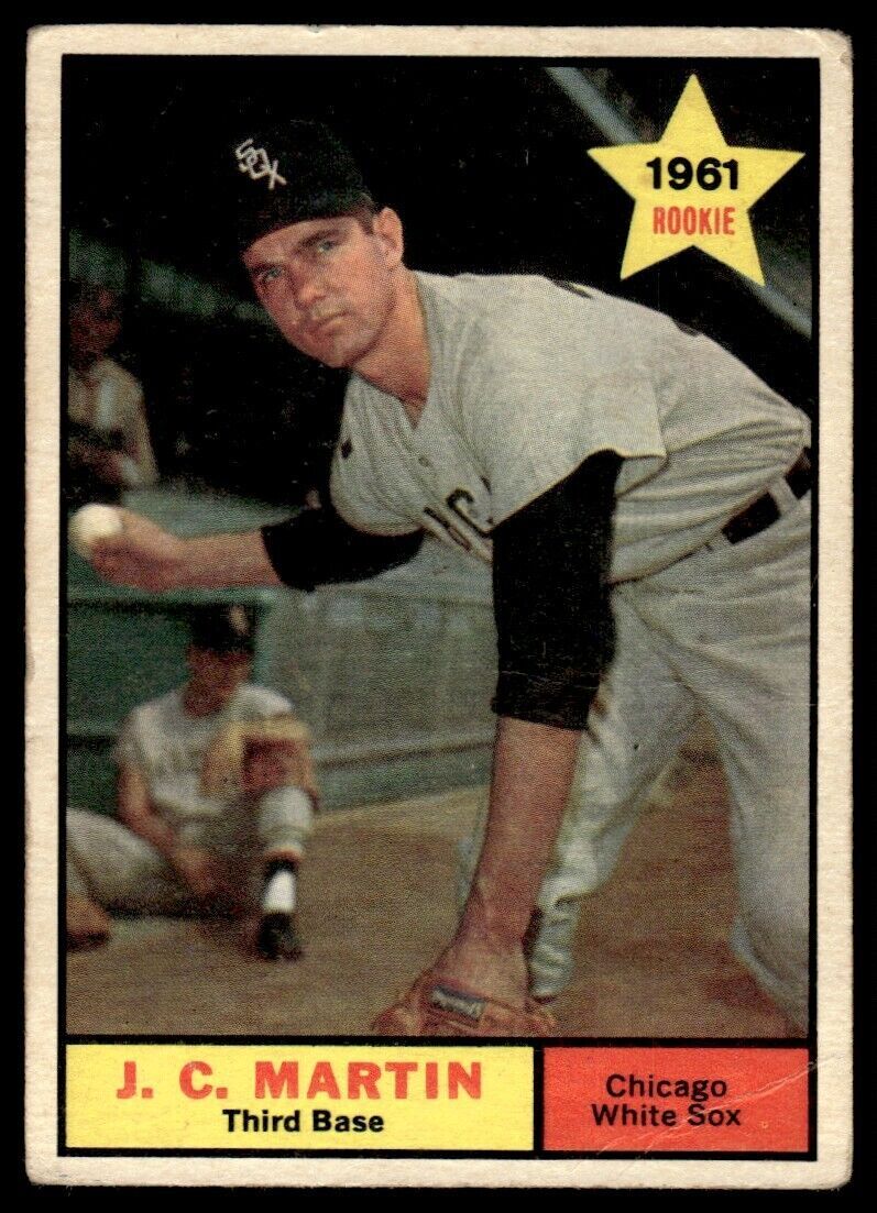 1961 Topps Baseball Card (Damaged) J.C. Martin Chicago White Sox #124