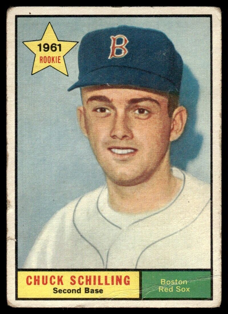 1961 Topps Baseball Card (Damaged) Chuck Schilling Boston Red Sox #499