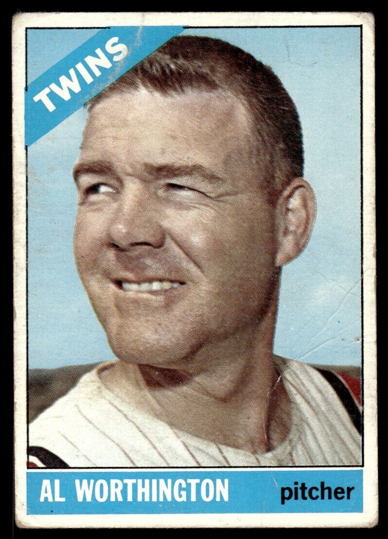 1966 Topps Baseball Card (Damaged) Al Worthington B Minnesota Twins #181
