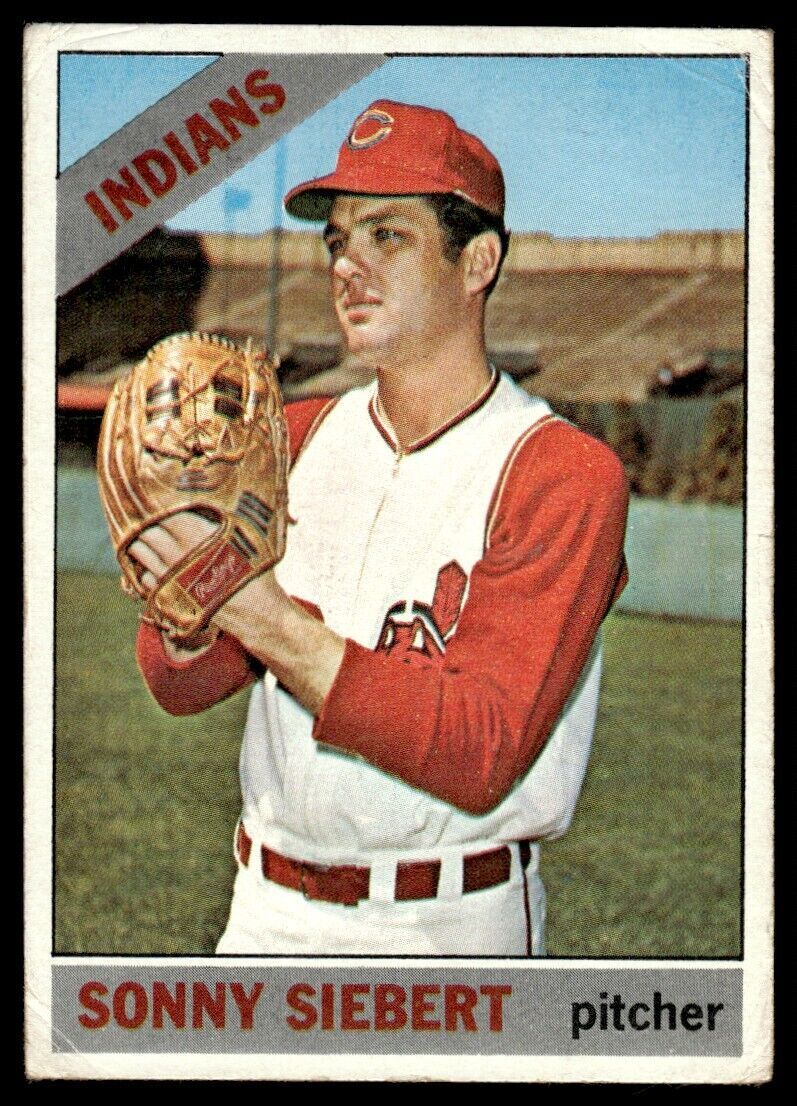 1966 Topps Baseball Card (Damaged) Sonny Siebert Cleveland Indians #197