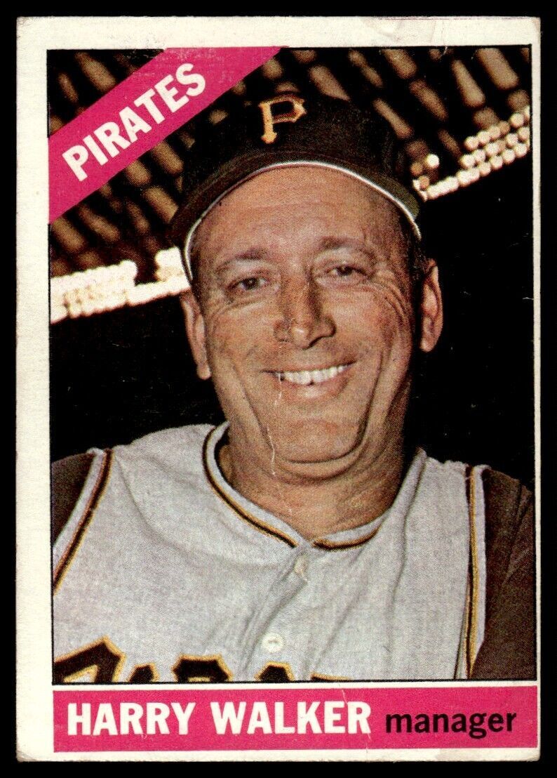 1966 Topps Baseball Card (Damaged) Harry Walker A Pittsburgh Pirates #318