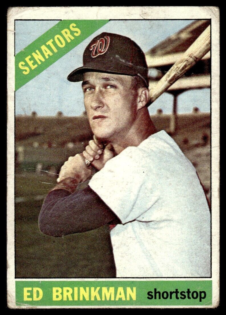 1966 Topps Baseball Card (Damaged) Ed Brinkman Washington Senators #251
