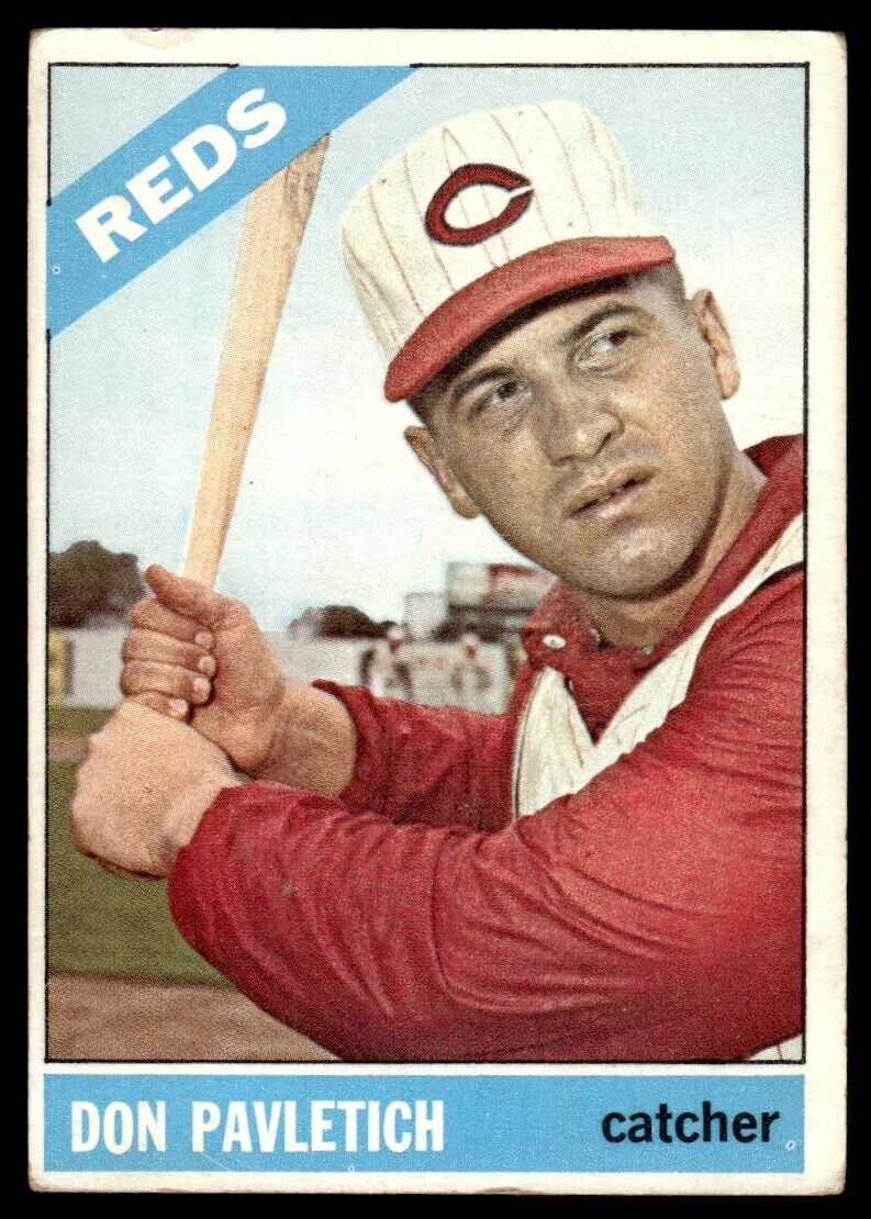 1966 Topps Baseball Card Don Pavletich C Cincinnati Reds #196