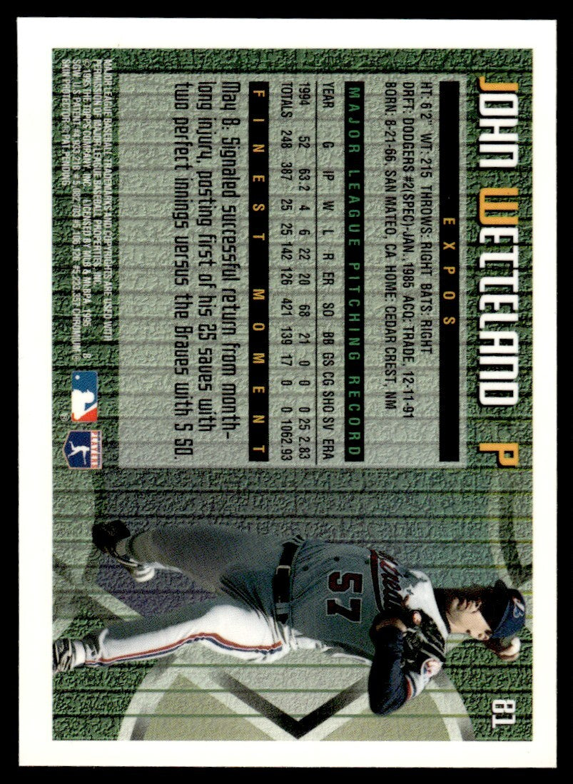 1995 Topps Finest w/ Coating John Wetteland Montreal Expos #81