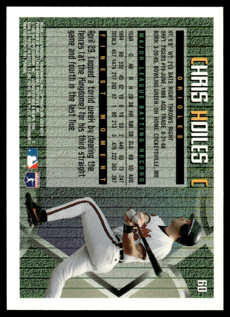 1995 Topps Finest w/ Coating Chris Hoiles Baltimore Orioles #60
