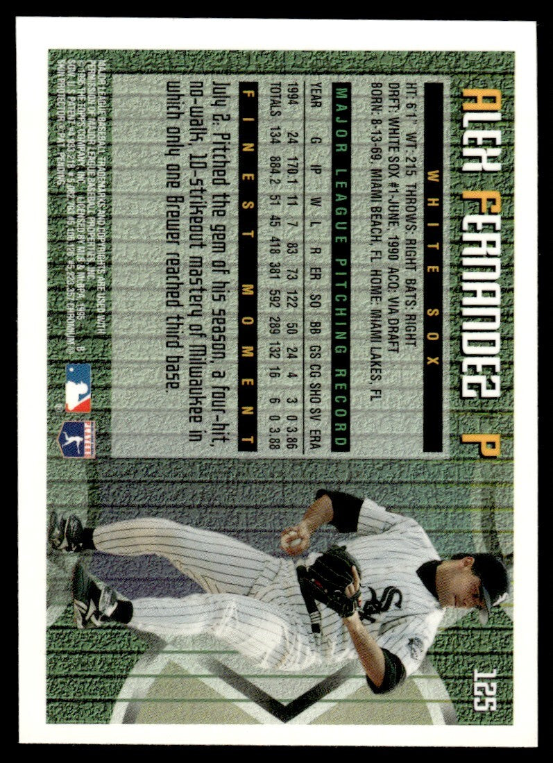 1995 Topps Finest w/ Coating Alex Fernandez P Bend Rockies #125