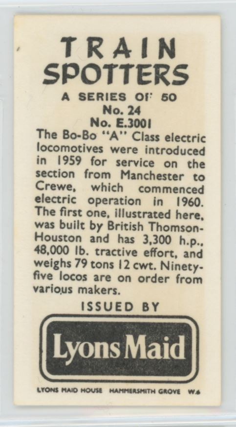 1962 Lyons Maid Cigarette Tobacco Card No. E3001 Train Spotters #24