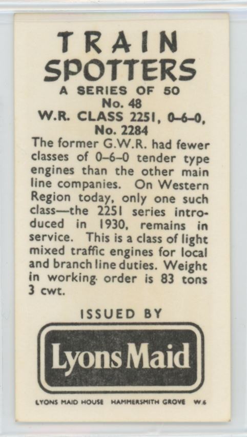 1962 Lyons Maid Cigarette Tobacco Card No. 2284 Train Spotters #48