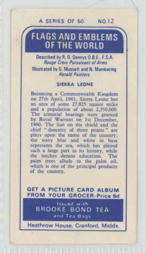 1967 Brooke Bond Tea Flags Emblems Of The World Sierra Leone #12