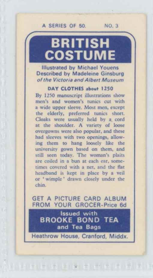 1967 Brooke Bond Tea British Costume Day Clothes 1250 #3 OF 30