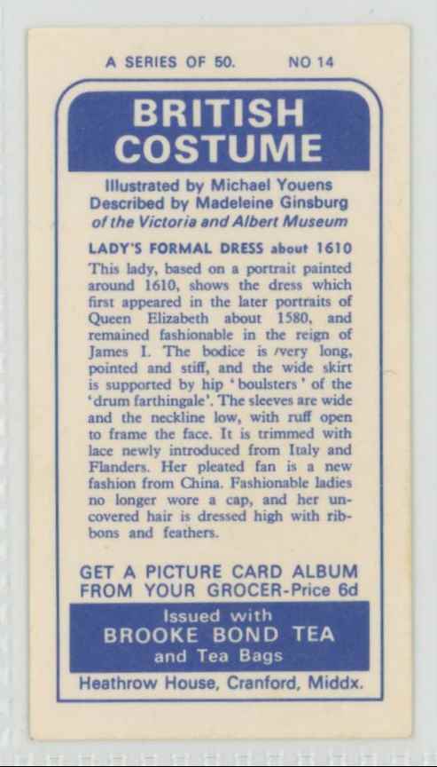 1967 Brooke Bond Tea British Costume Lady's Formal Dress 1610 #14