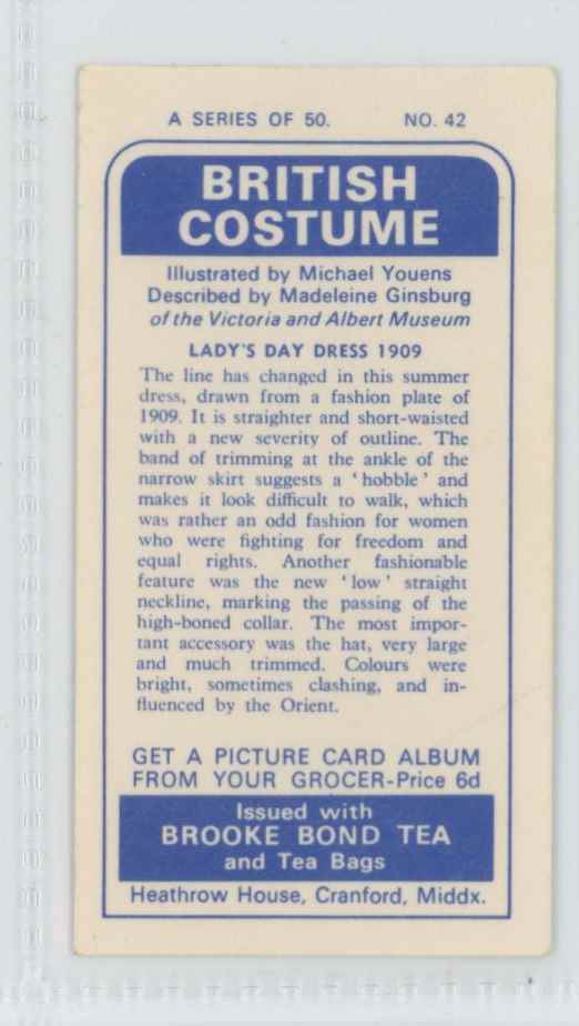 1967 Brooke Bond Tea British Costume Lady's Day Dress 1909 #42