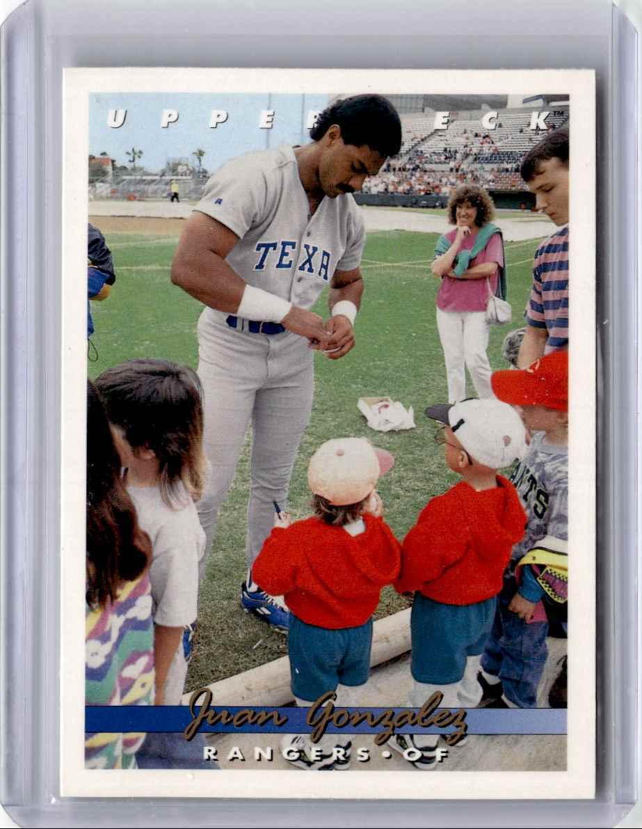 1993 Upper Deck Juan Gonzalez Baseball Card Texas Rangers #755