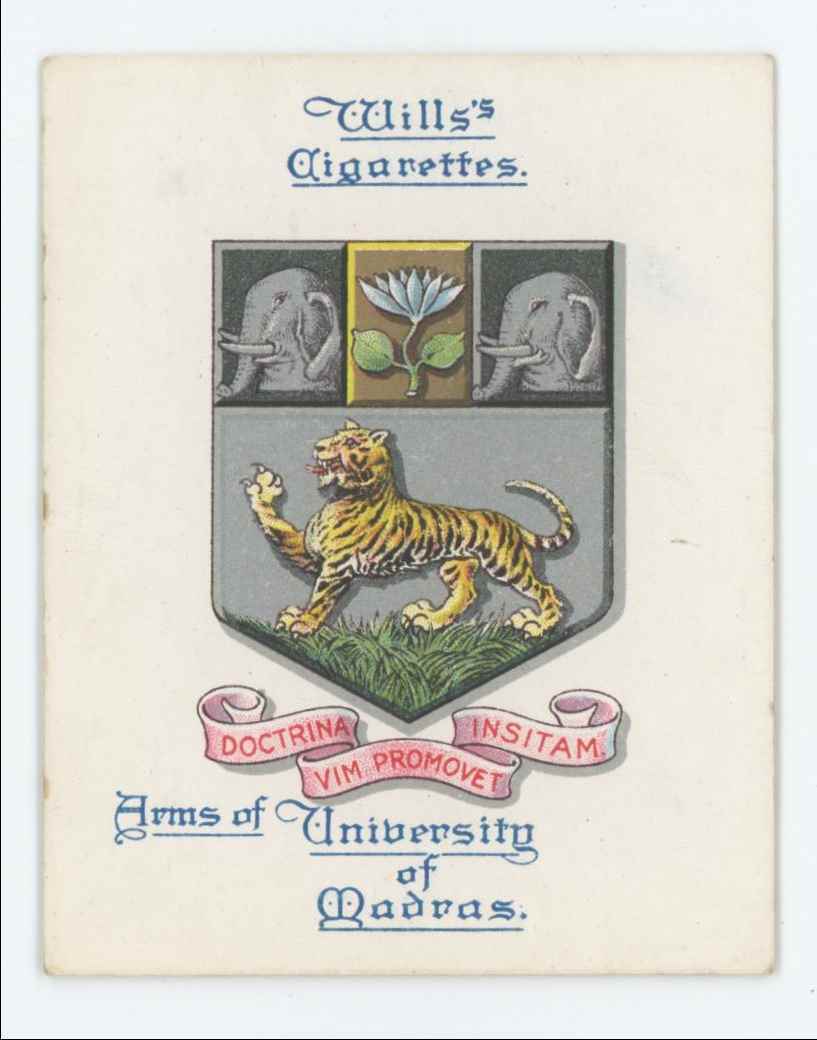 1923 Wills's Cigarettes Arms of University Madras #18