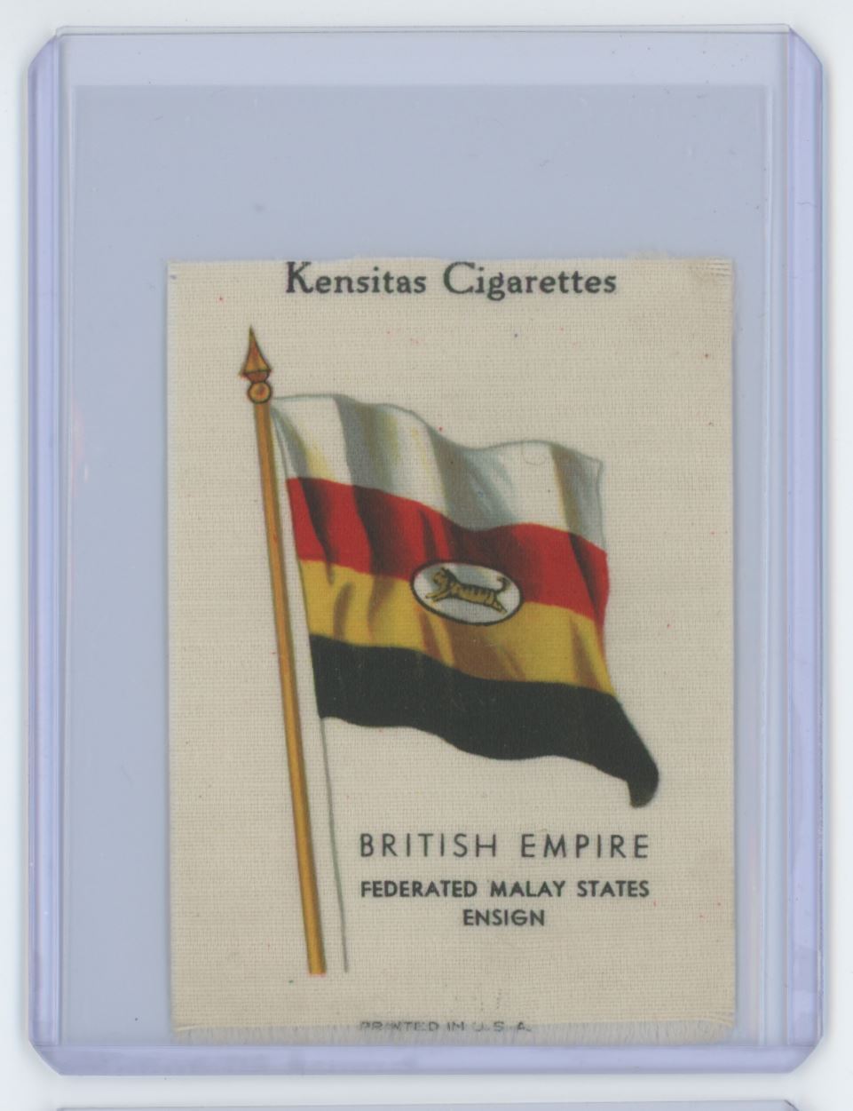 1933 Kensitas Cigarettes British Empire Silk Flag Malay States Ensign