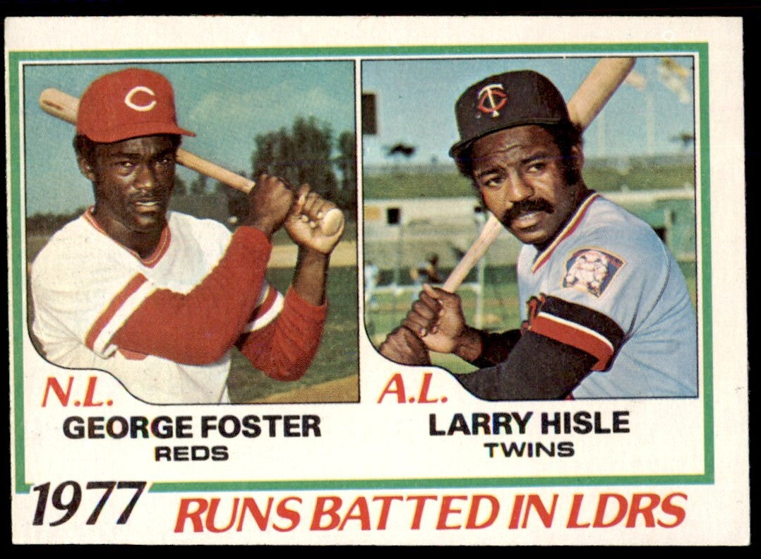 1978 TOPPS 1977 RUNS BATTED IN LEADERS . CINCINNATI REDS/MINNESOTA TWINS #203