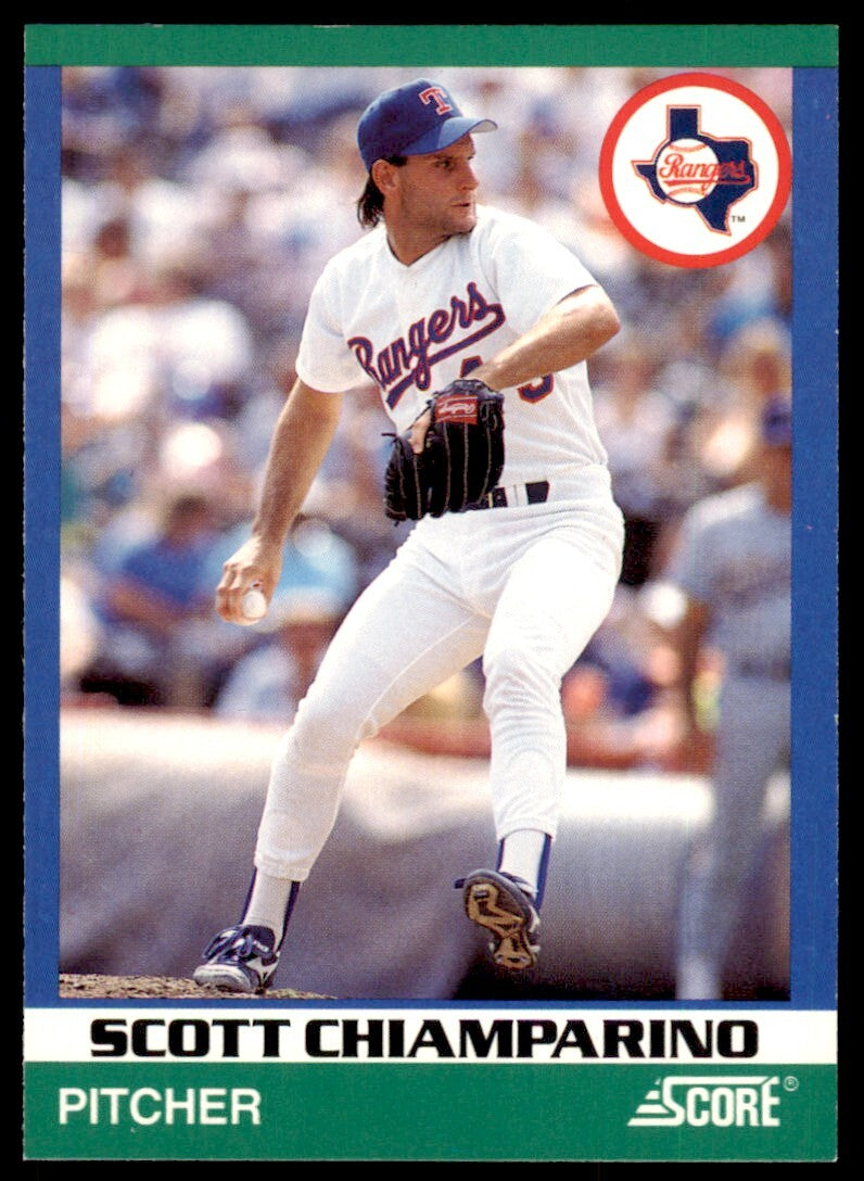 1991 SCORE 100 RISING STARS SCOTT CHIAMPARINO . TEXAS RANGERS #14