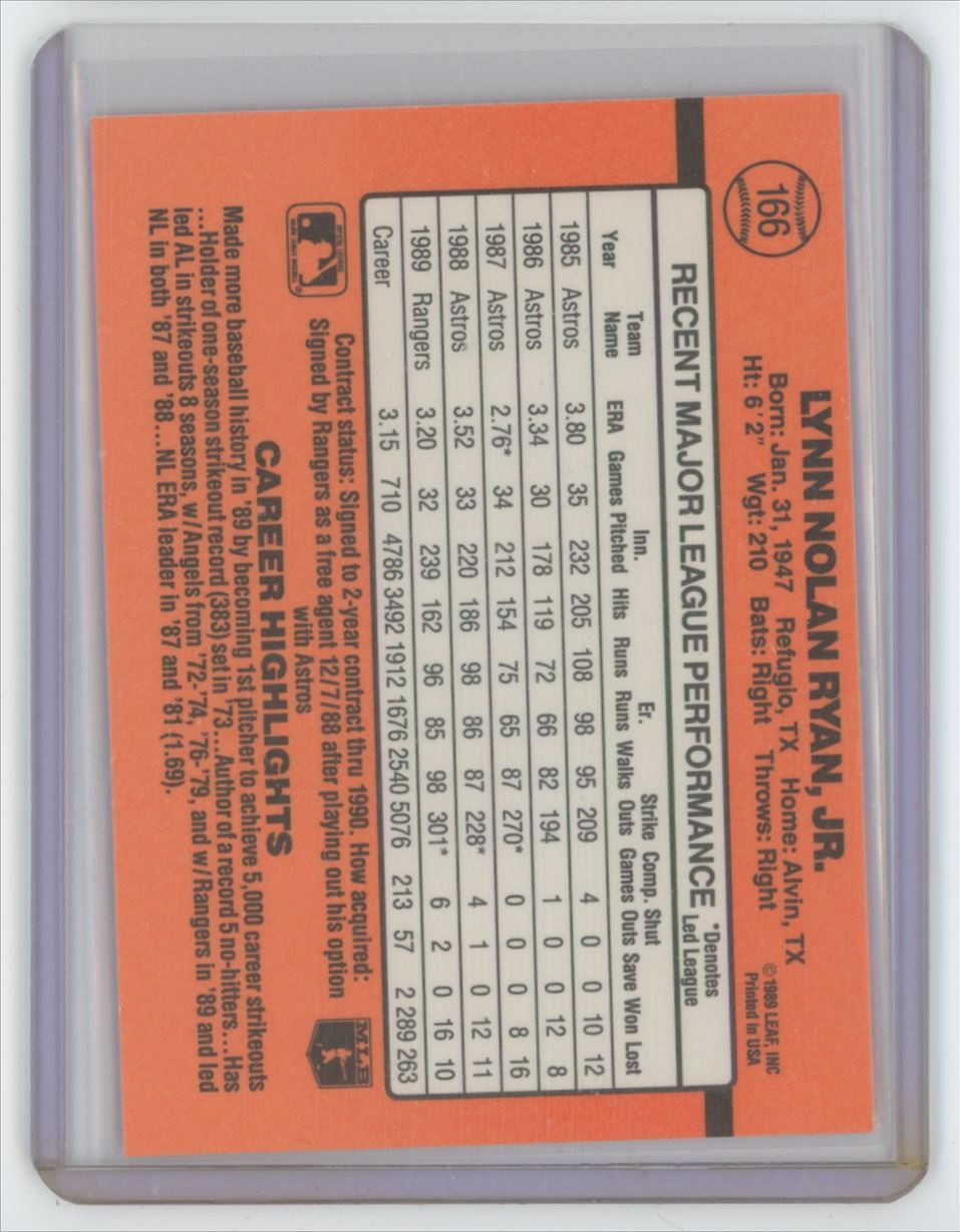 1990 DONRUSS NOLAN RYAN . TEXAS RANGERS #166
