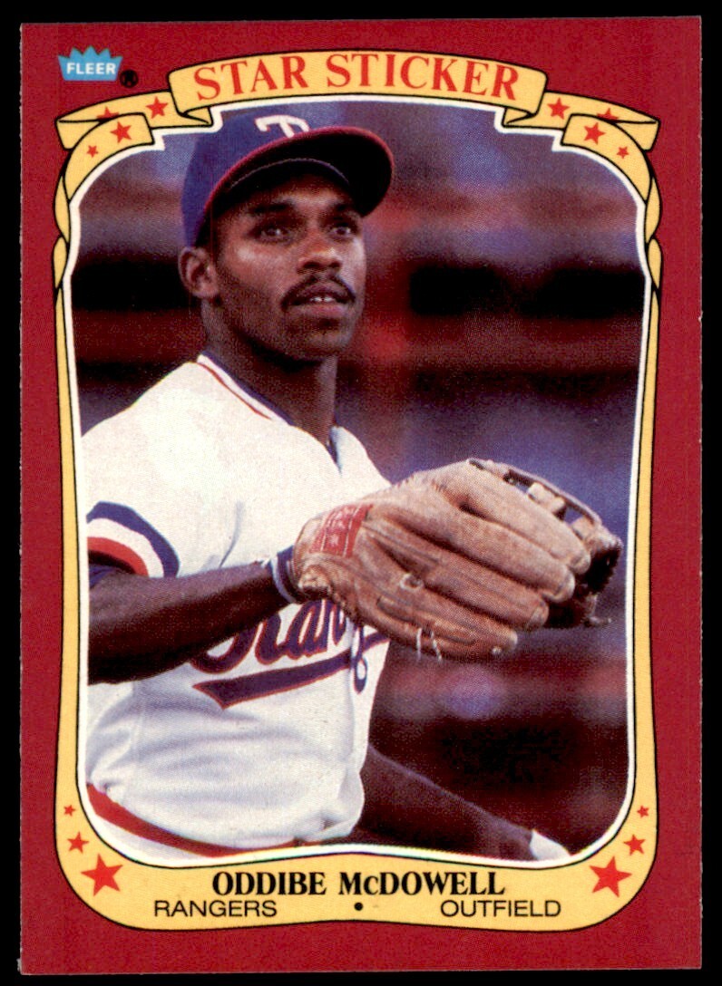 1986 FLEER STAR STICKERS ODDIBE MCDOWELL . TEXAS RANGERS #73