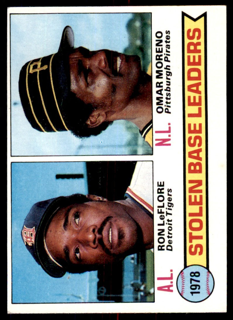 1979 TOPPS, 1978 STOLEN BASE LEADERS - RON LEFLORE/OMAR MORENO DETROIT
