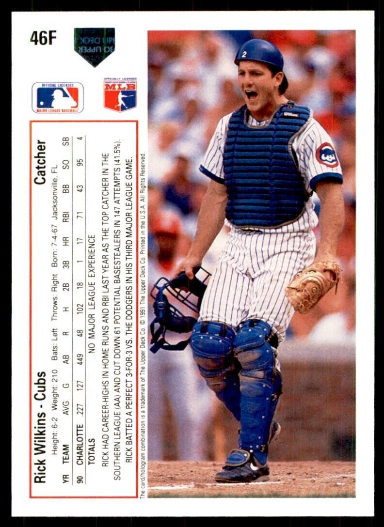 1991 UPPER DECK FINAL EDITION RICK WILKINS CHICAGO CUBS #46F