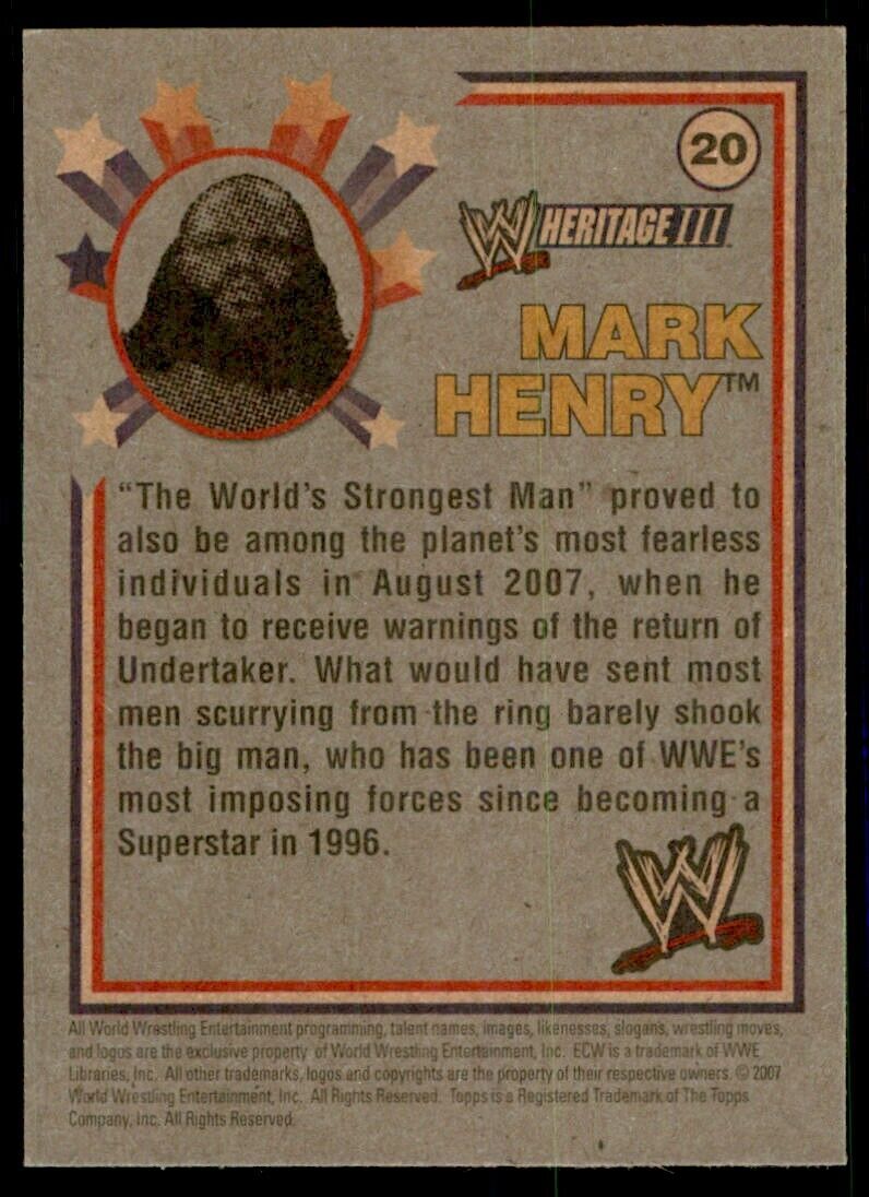 2007 TOPPS HERITAGE III MARK HENRY #20